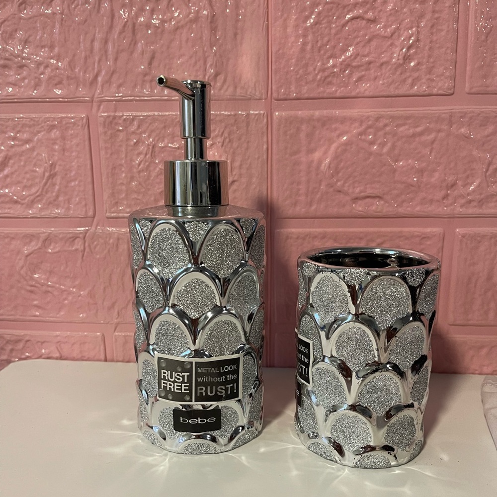 Bebe Two pice set Soap Dispenser and Toothbrush holder